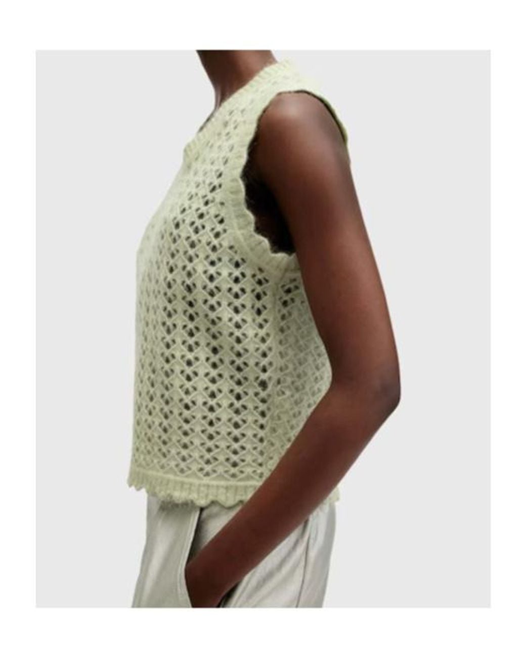 AllSaints Gray Vivian Open-Knit Tank Top