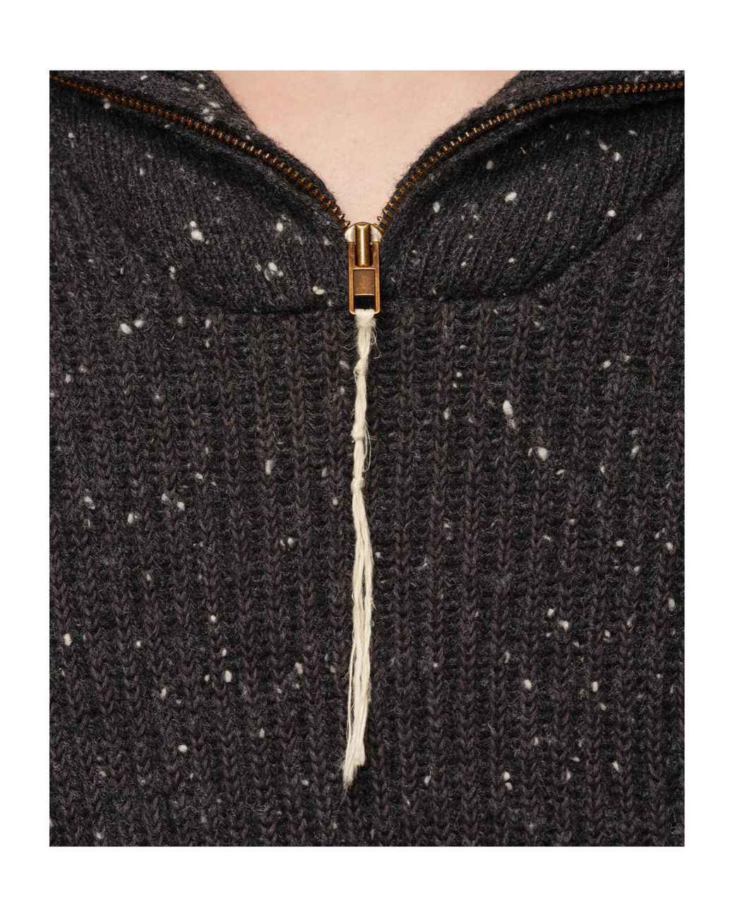 Maison Margiela Black Zip Polo Knitted Sweater for men