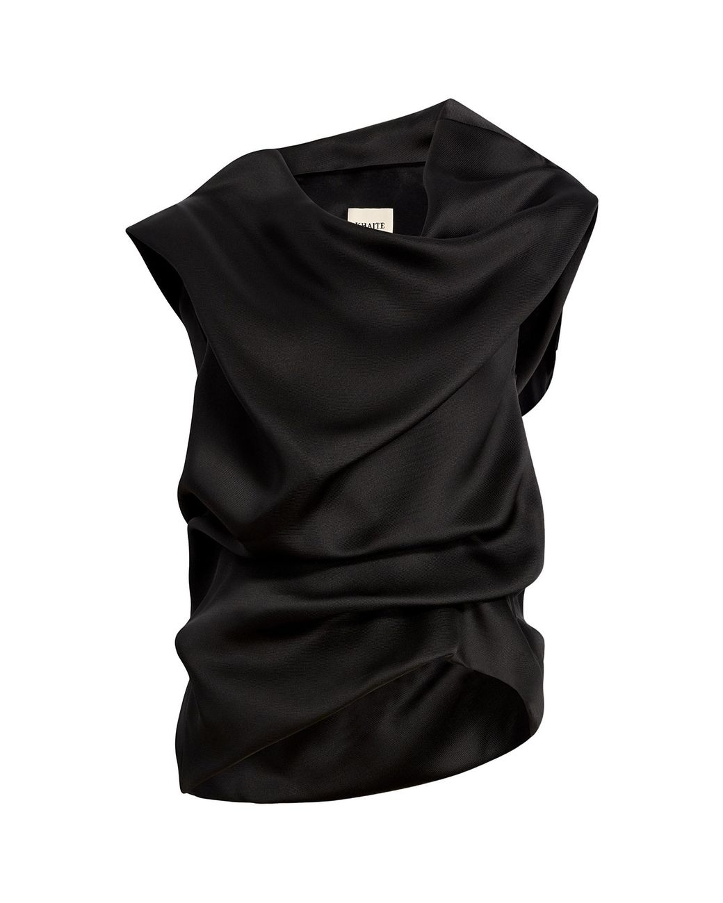 Khaite Black Luola Cowl Neck Asymmetric Hem Top