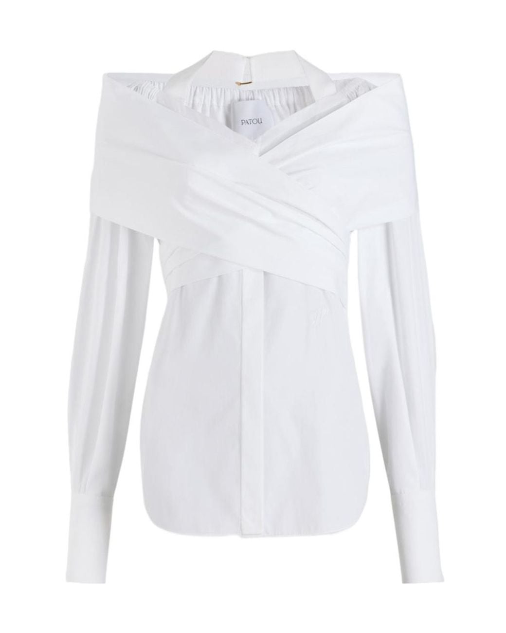 Patou White Wrap-Over Long-Sleeve Top