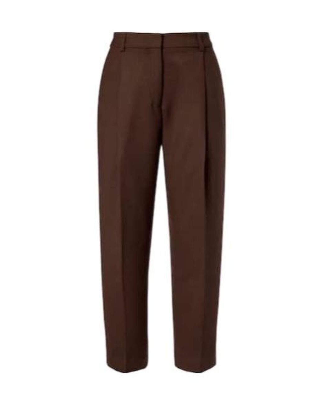 Totême Brown Pleated Cropped Straight Pants