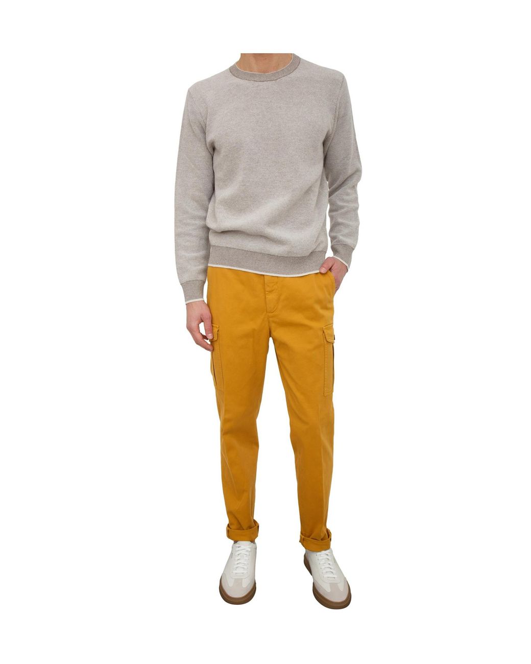 Peserico Natural Ribbed-Trim Sweater for men