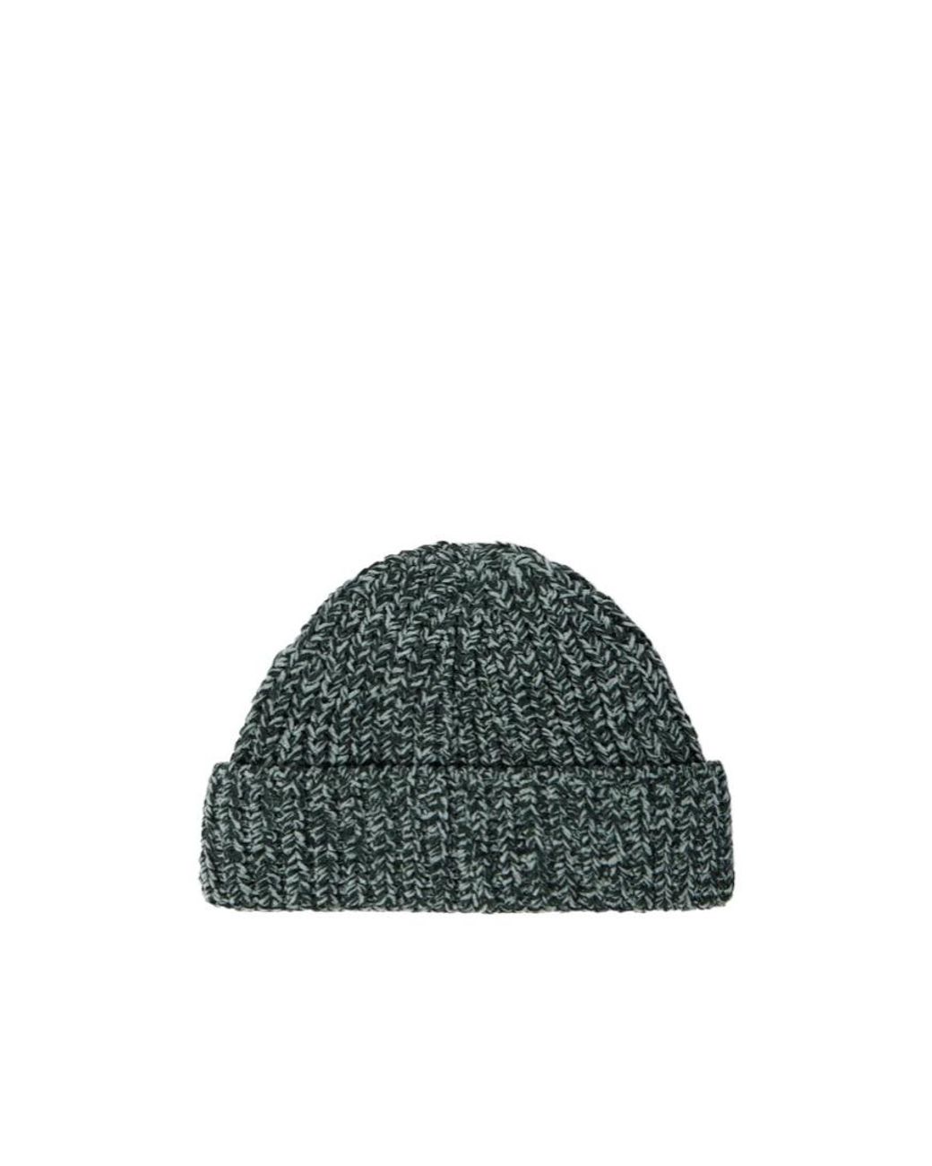 Stone Island Green Beanie With Archival Script Logo Embroidery for men