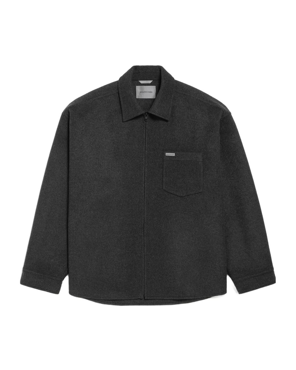Balenciaga Black Zip-Up Brushed Overshirt for men