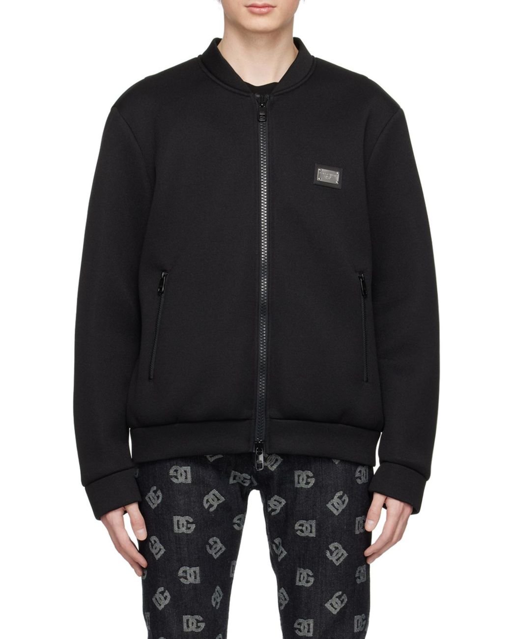 Dolce & Gabbana Black Logo-Plaque Technical Jacket for men