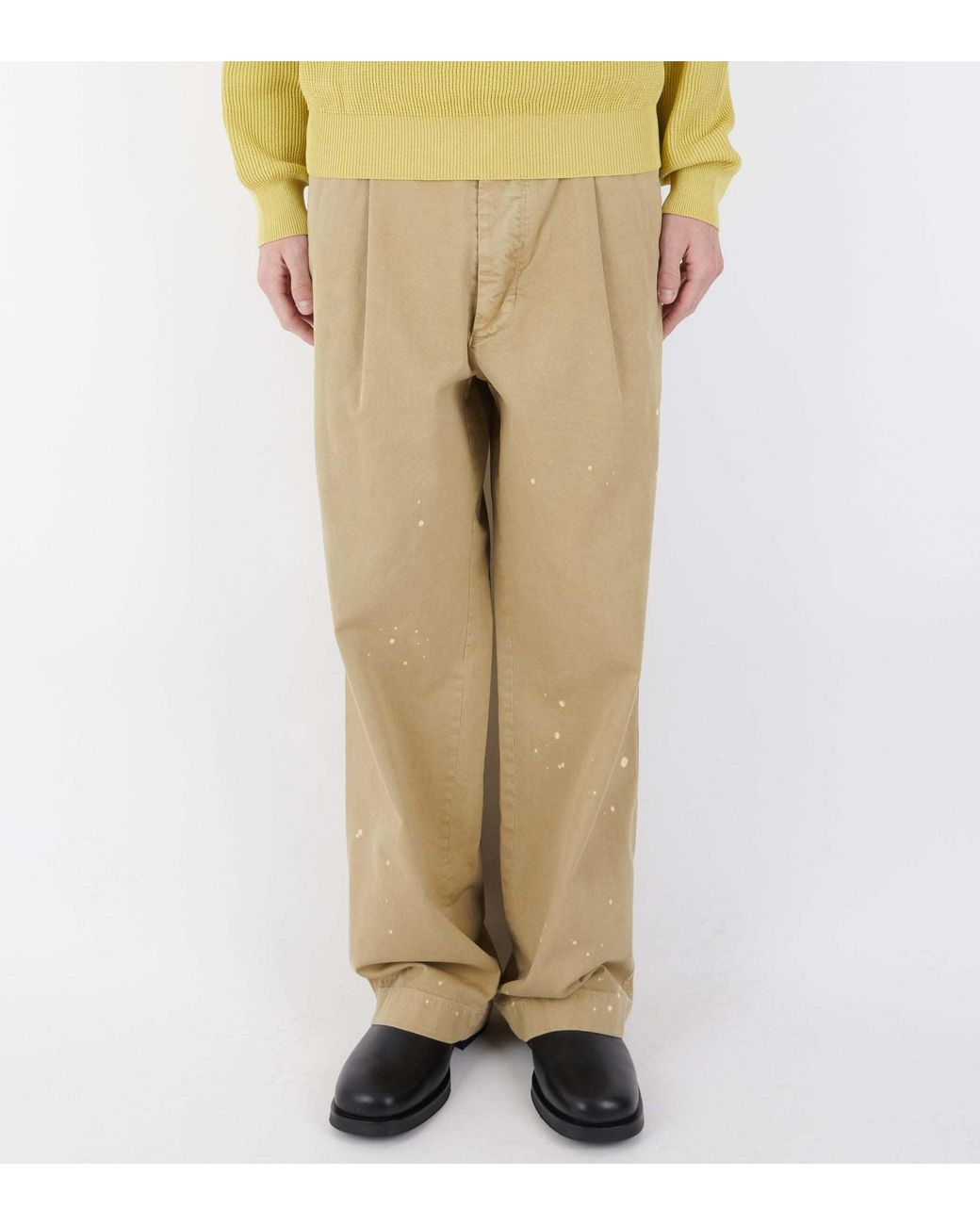 Auralee Natural Paint-Splatter Straight Leg Pants for men