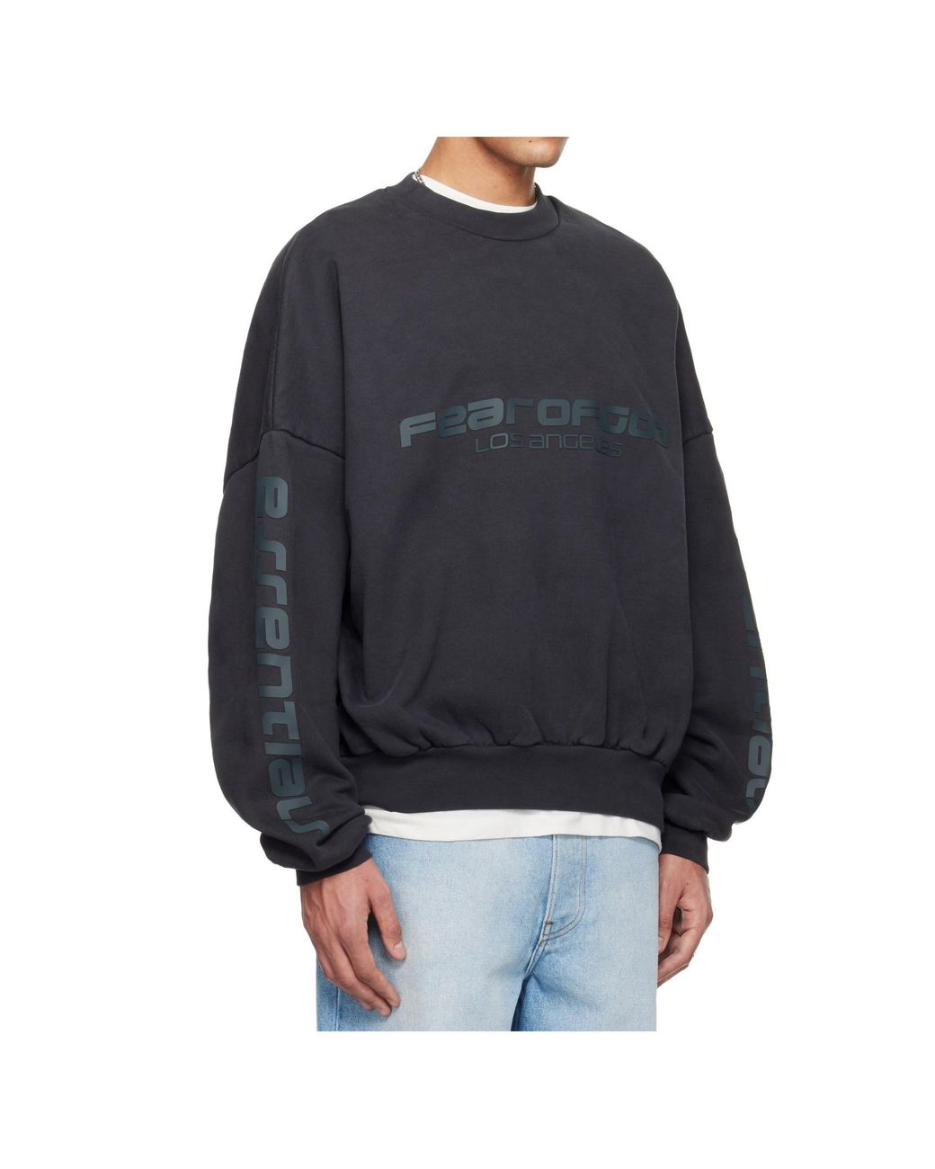 Fear Of God Black Los Angeles Heavy Fleece Cropped Sweatshirt for men