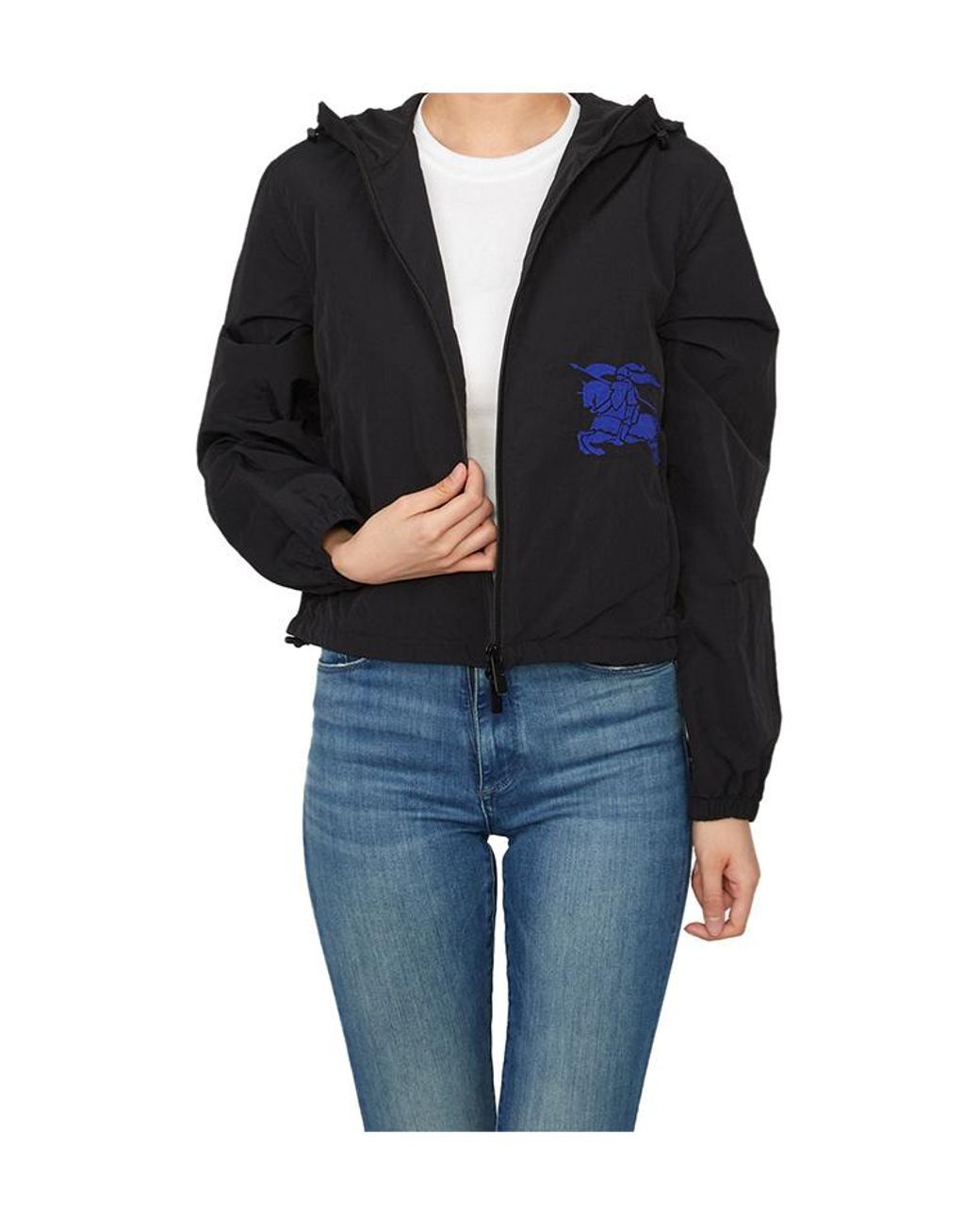 Burberry Black Ekd Motif Zipped Hooded Jacket