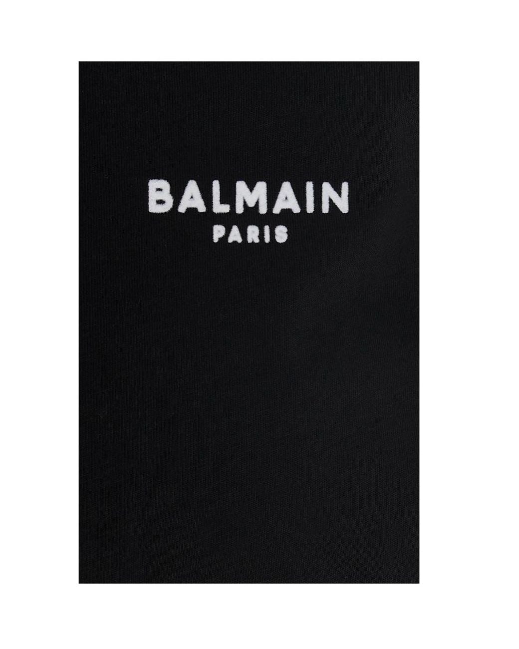 Balmain Black Logo Embroidered Crewneck T-Shirt for men