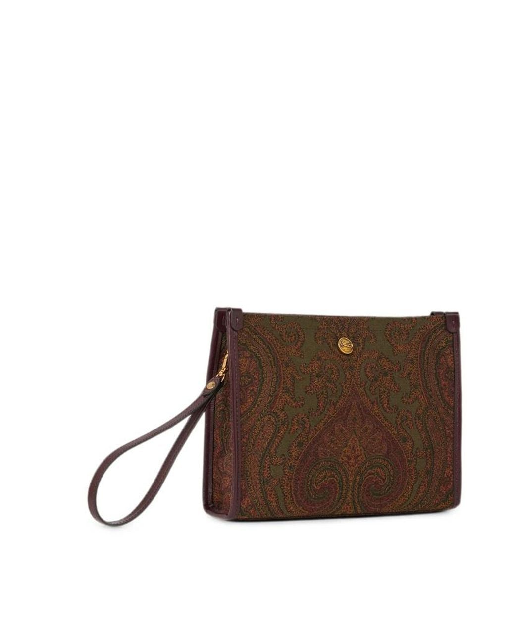 Etro Brown Paisley Clutch Bag