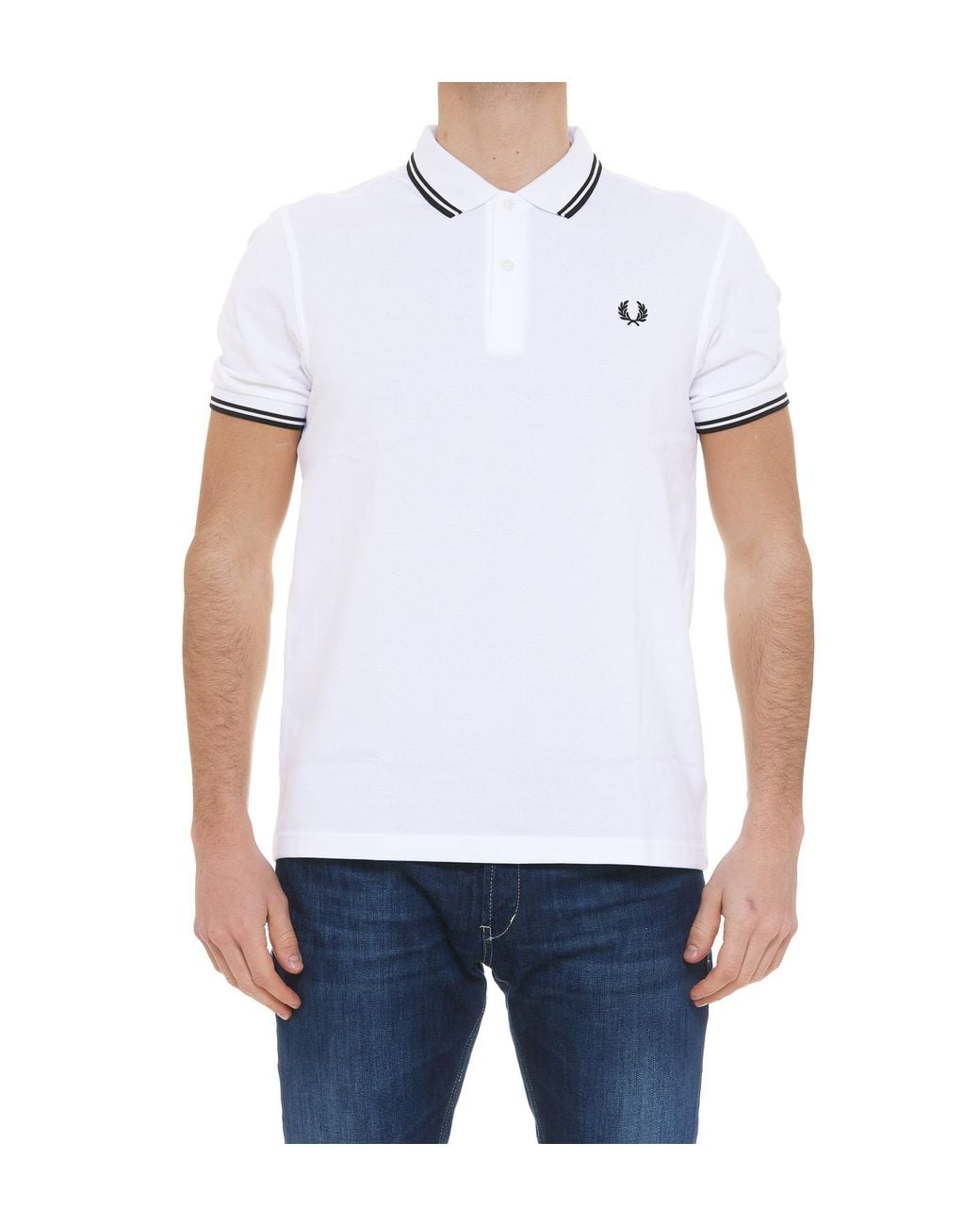 Fred Perry White Twin Tipped Piqué Polo Shirt for men