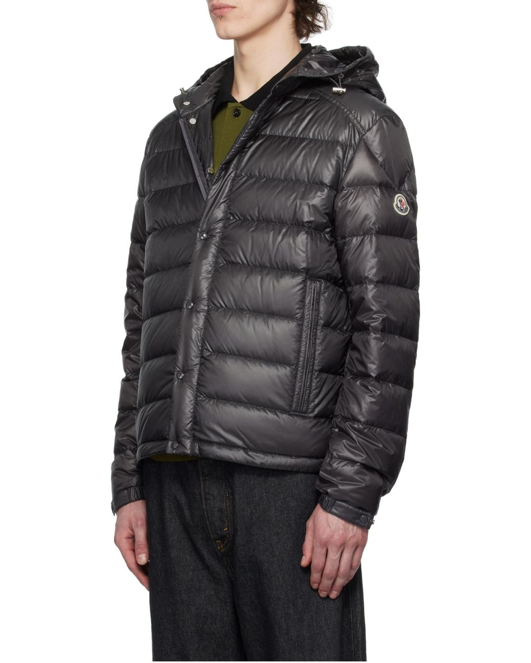Moncler Blue Gliere Logo Patch Padded Jacket for men