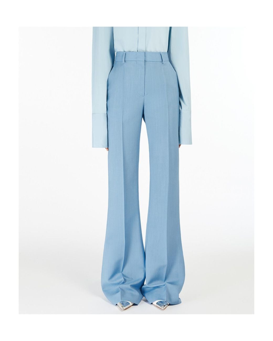 Sportmax Blue Tailored Cut Flared Trousers