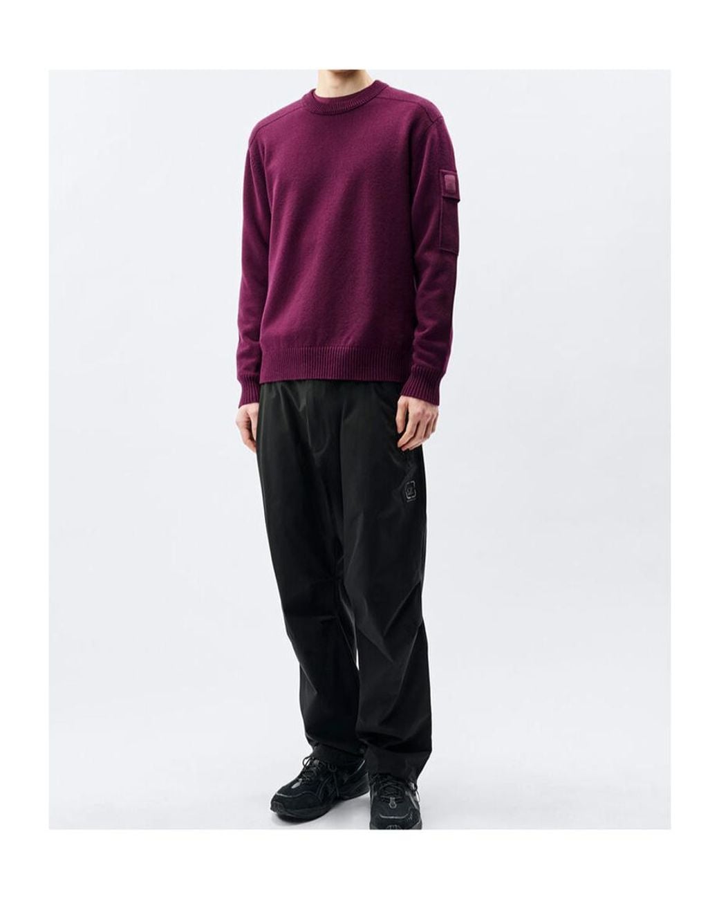 C P Company Purple Metropolis Series Extrafine Merino Wool Crewneck Sweater for men