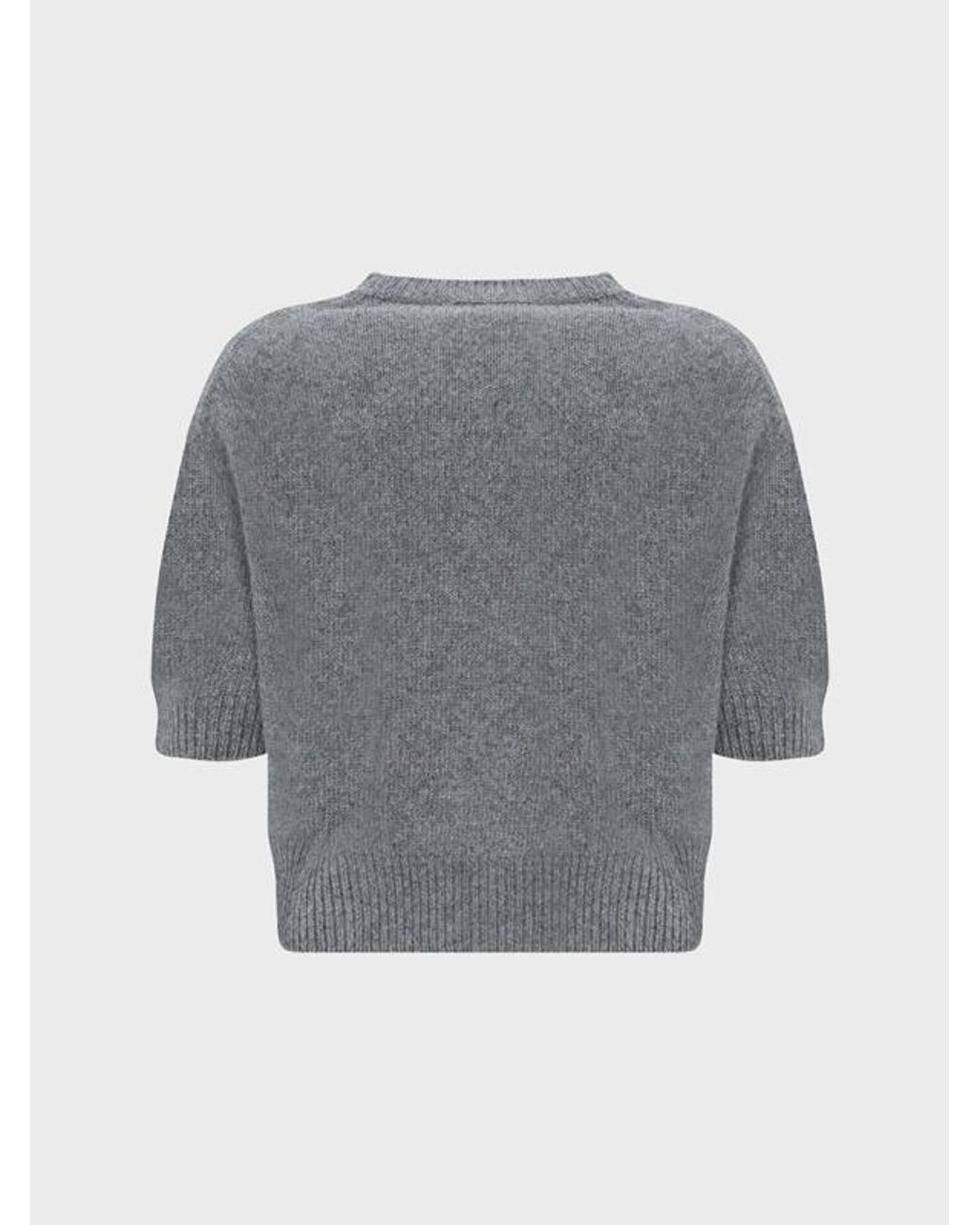 Prada Gray Wool And Cashmere Crew-Neck Sweater