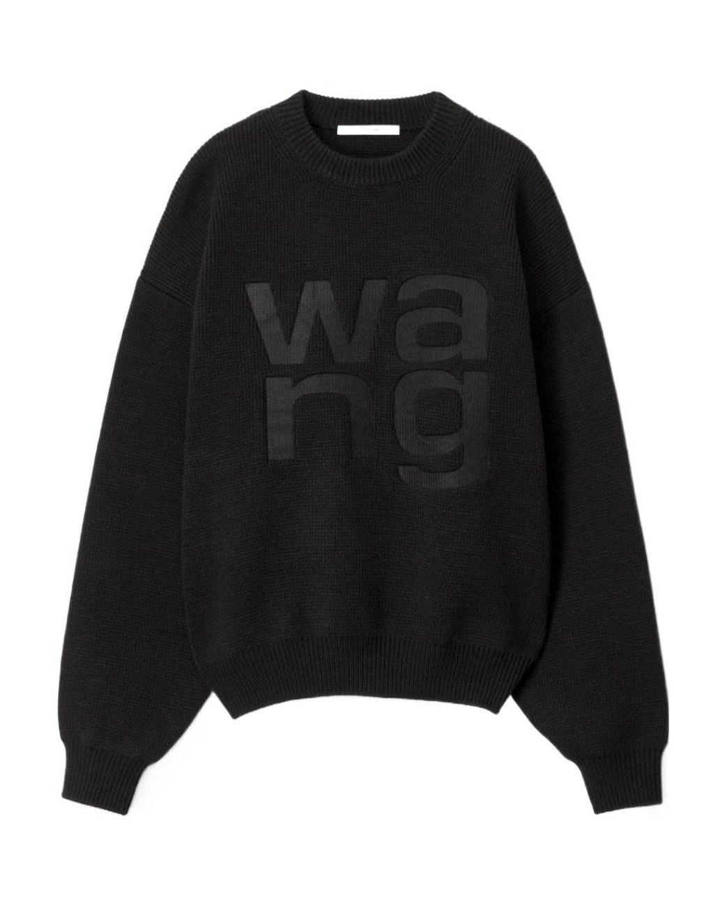 T By Alexander Wang Black Alexander Wang Logo Detailed Knit Sweater