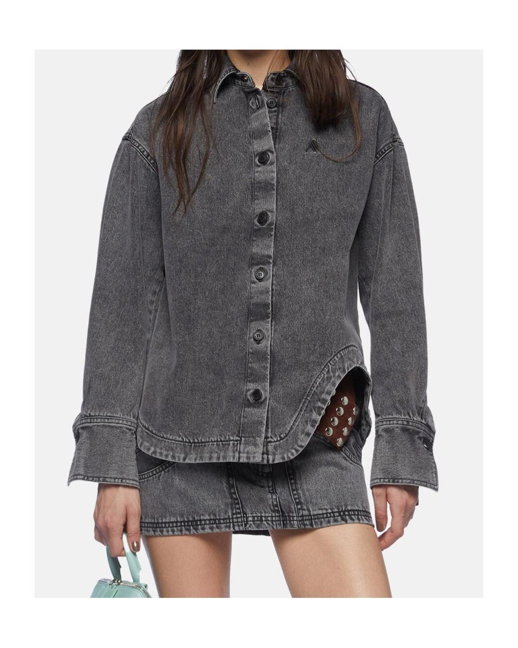 The Attico Gray The Eliza Shaped Split Denim Shirt