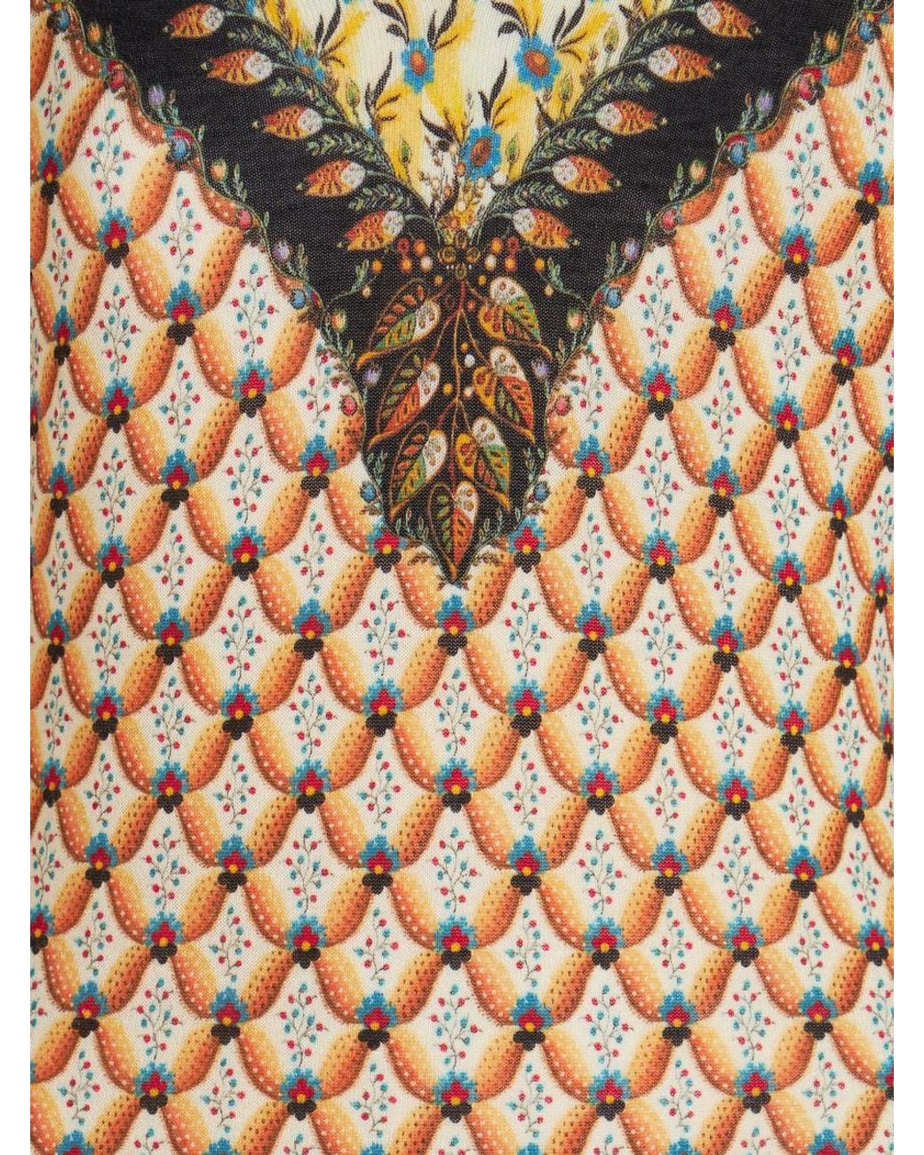 Etro Brown Floral-Printed Crewneck Knitted Top