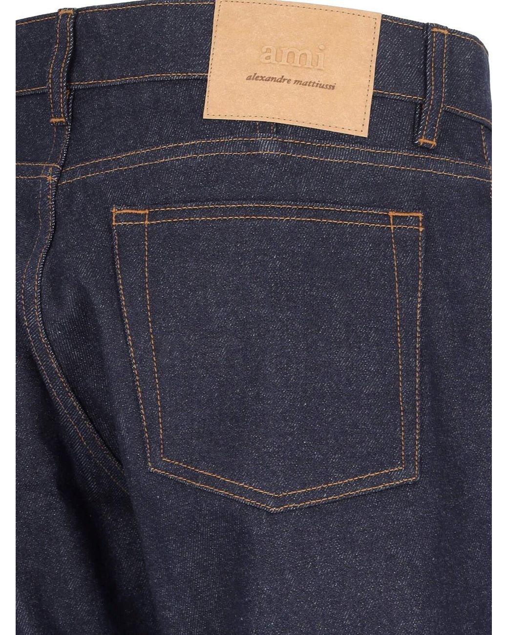 AMI Blue Ami Logo Patch Straight-Leg Jeans for men