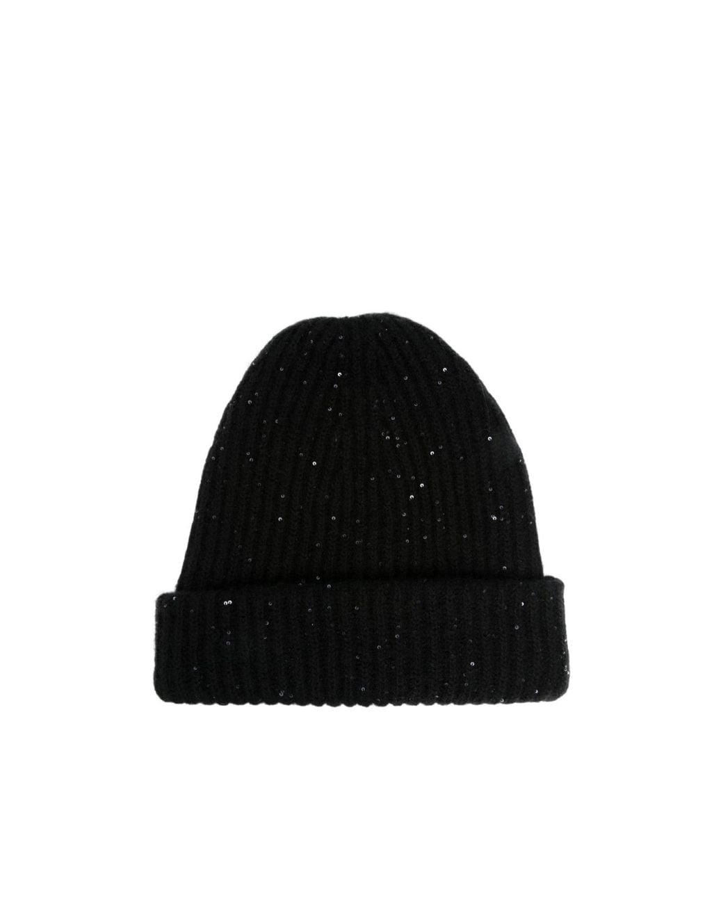 Fabiana Filippi Black Sequin Embellished Ribbed-Knit Beanie