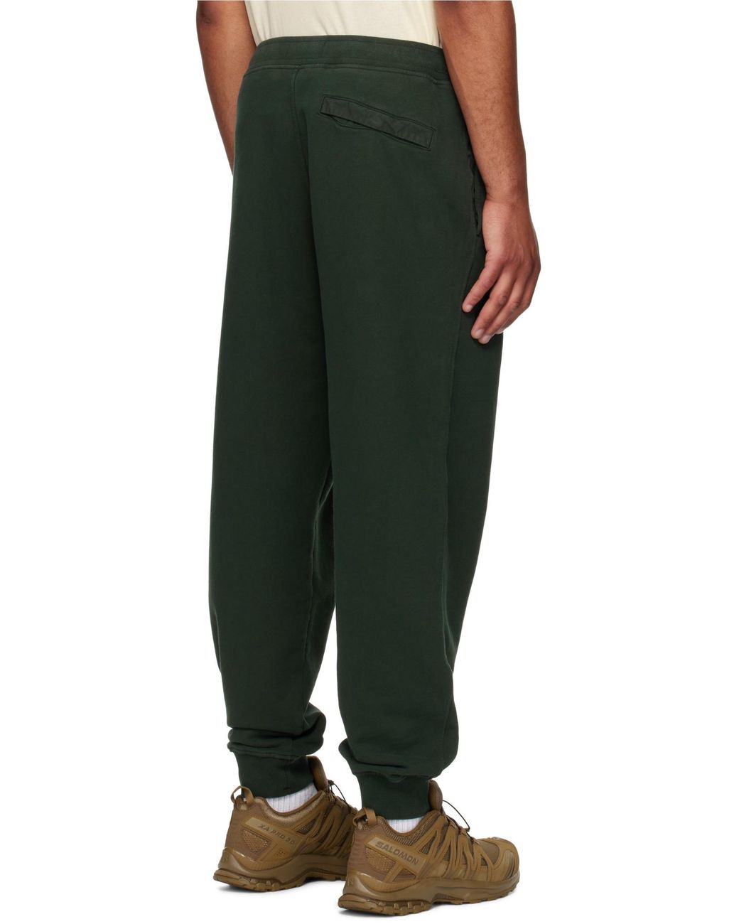 Stone Island Green Logo Patch Tapered-Leg Pants for men