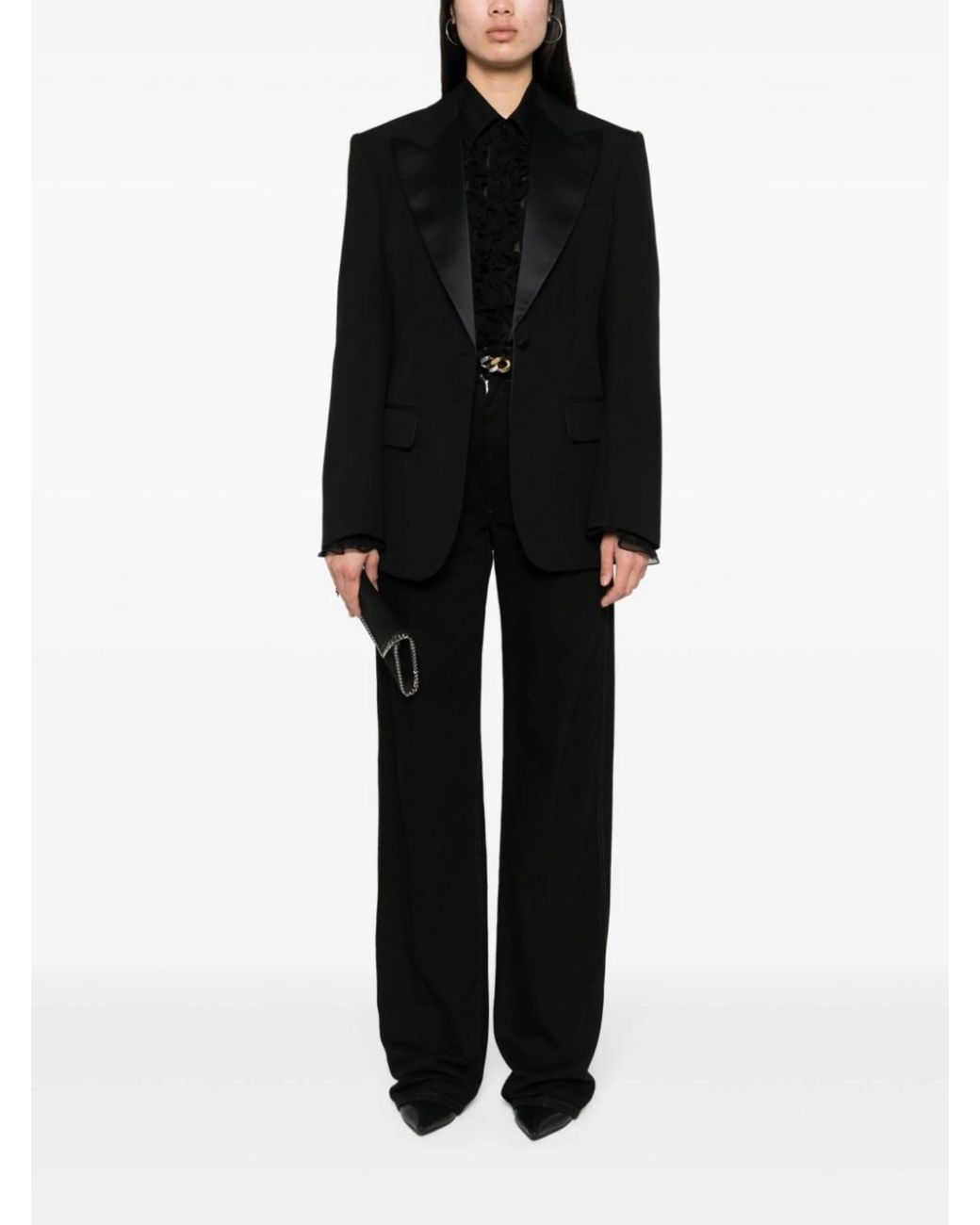 Stella McCartney Black Single-Breasted Curved Hem Blazer