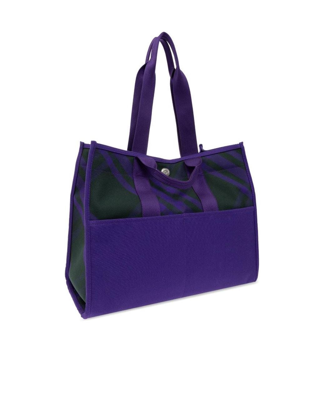 Burberry Purple Check Pattern Tote Bag for men