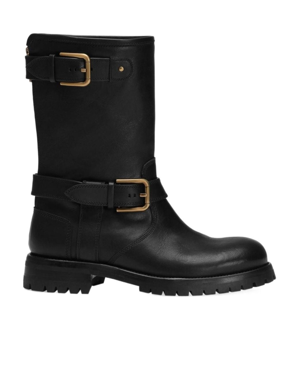 Dolce & Gabbana Black Buckle Detailed Biker Boots
