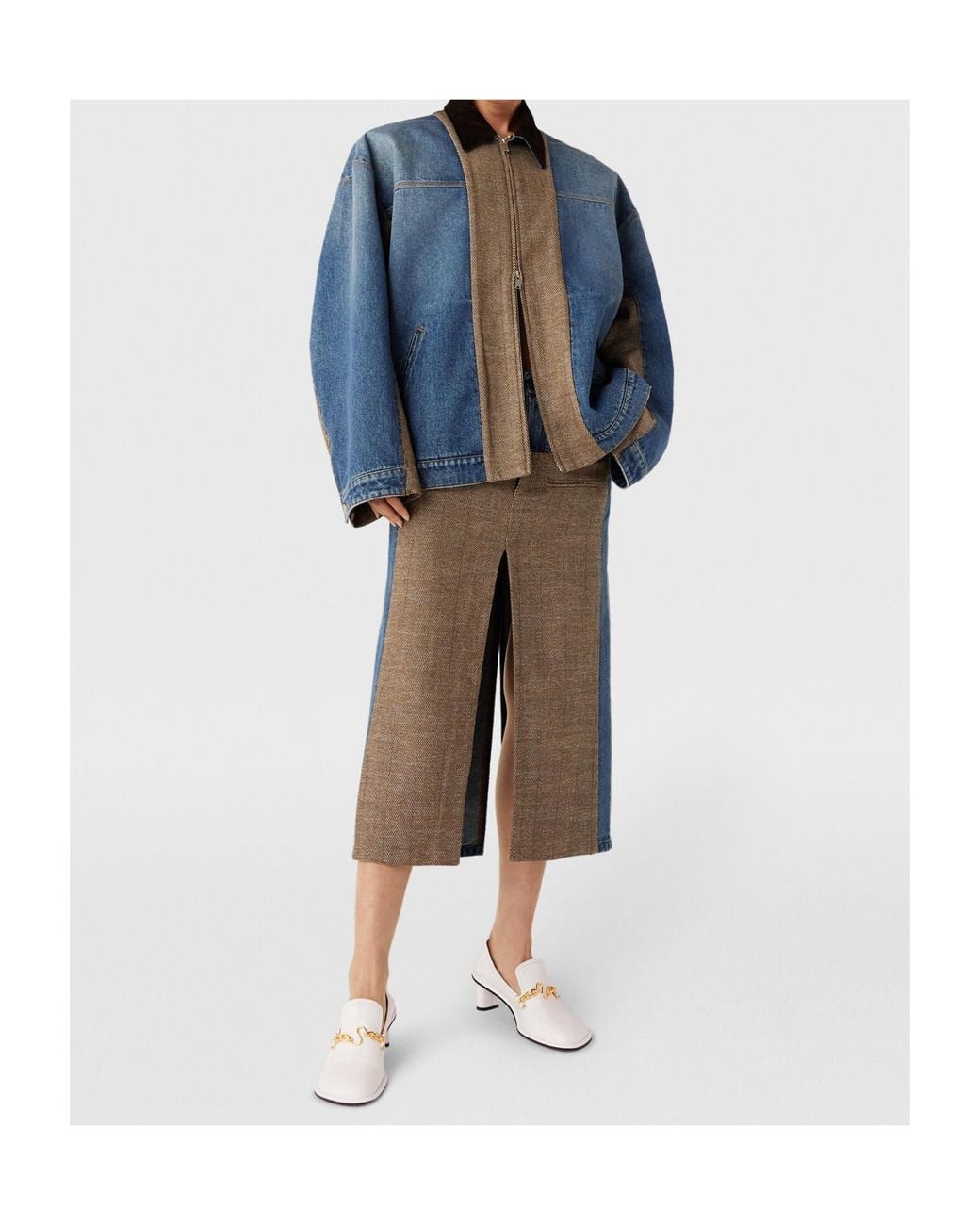 Stella McCartney Blue Tweed Panelled Denim Jacket