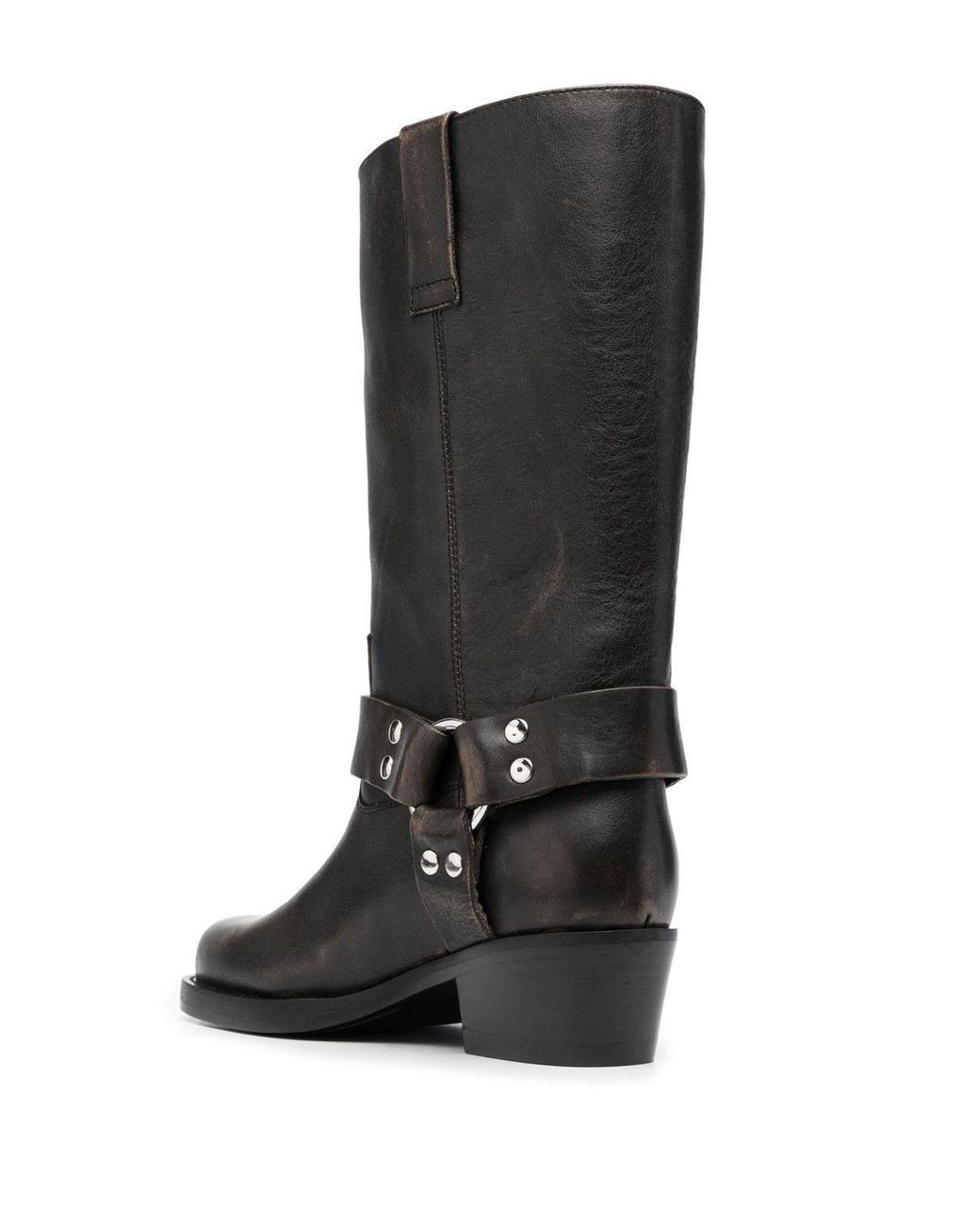 Paris Texas Black Faded-Effect Harness Boots