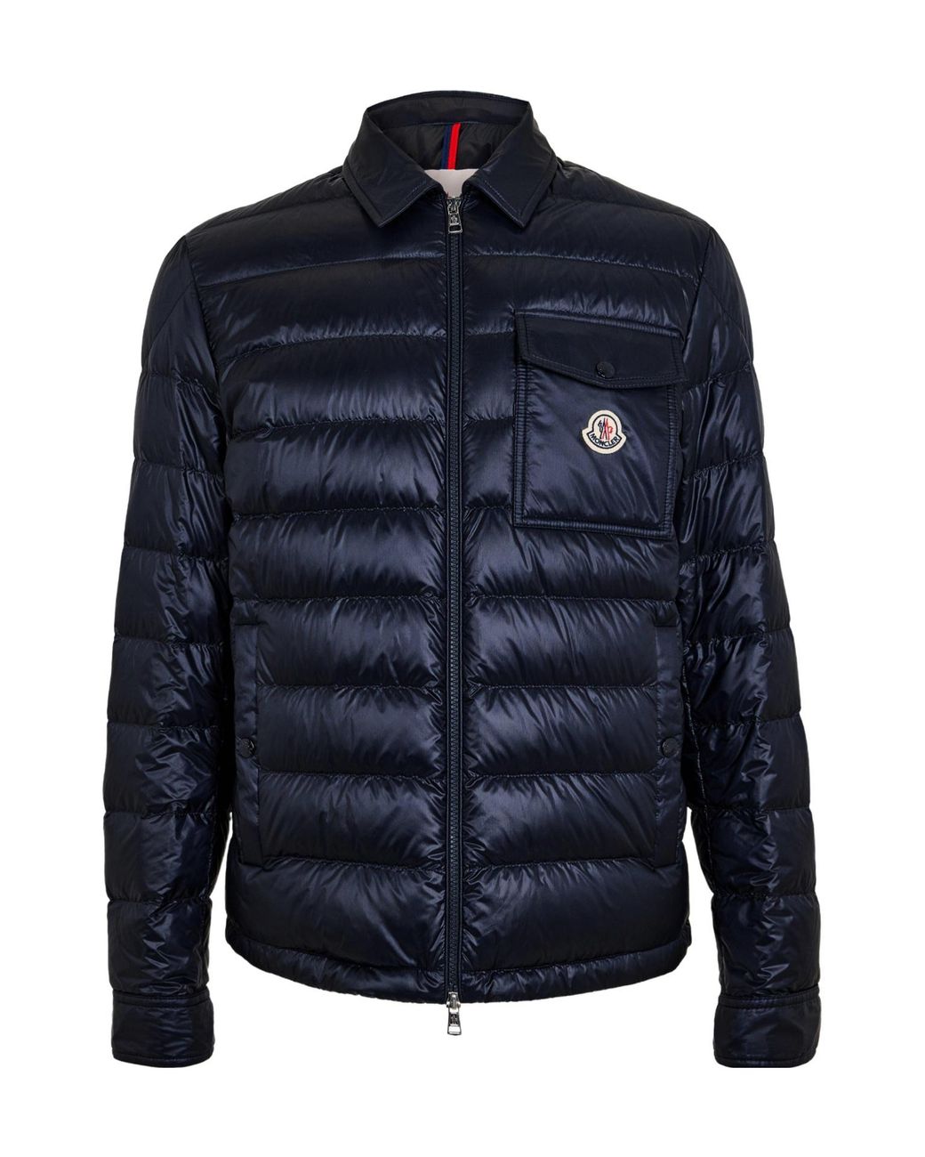 Moncler Blue Quilted Down Shirt Jacket for men