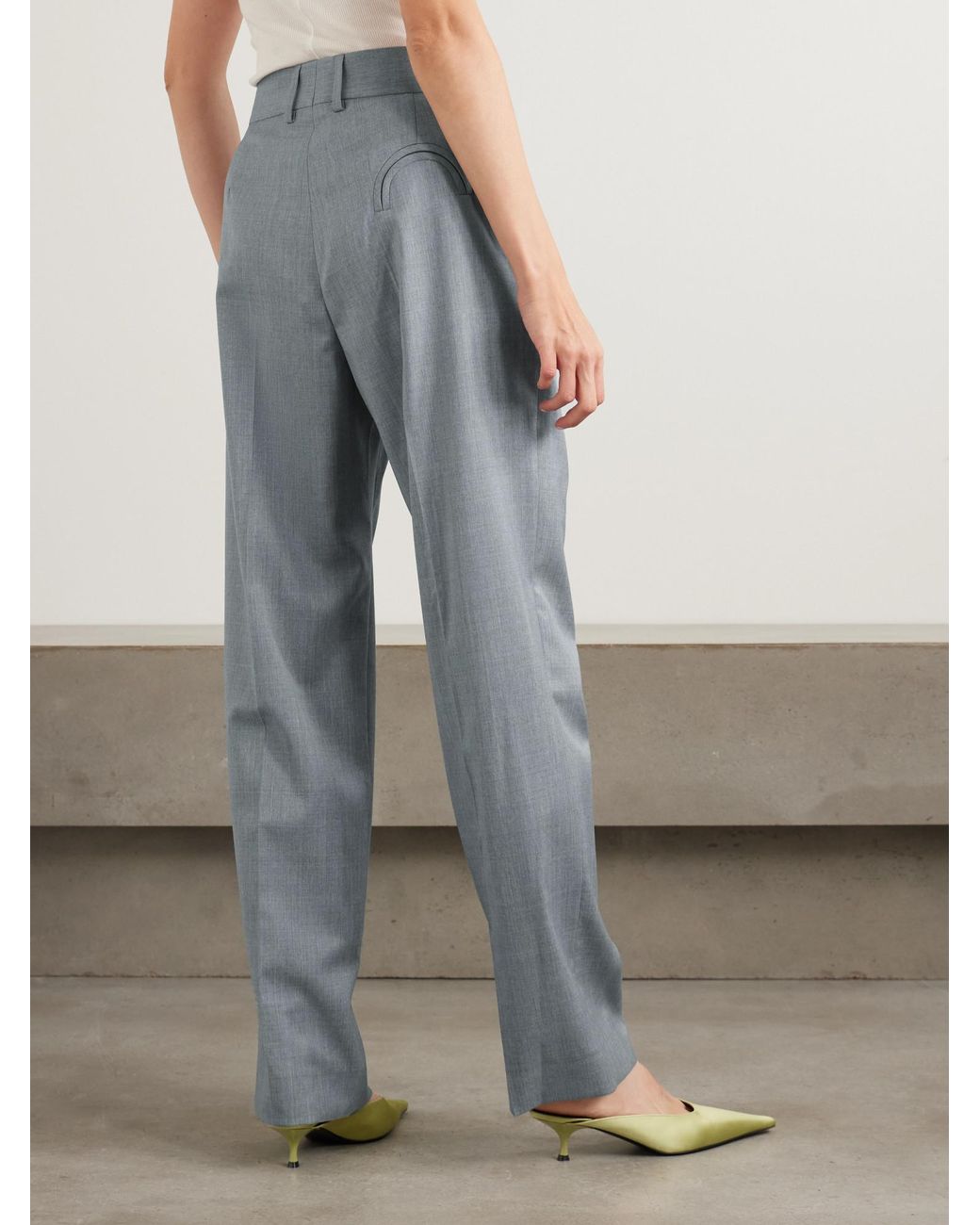 Blazé Milano Blue Pleated Wool-Twill Straight-Leg Pants