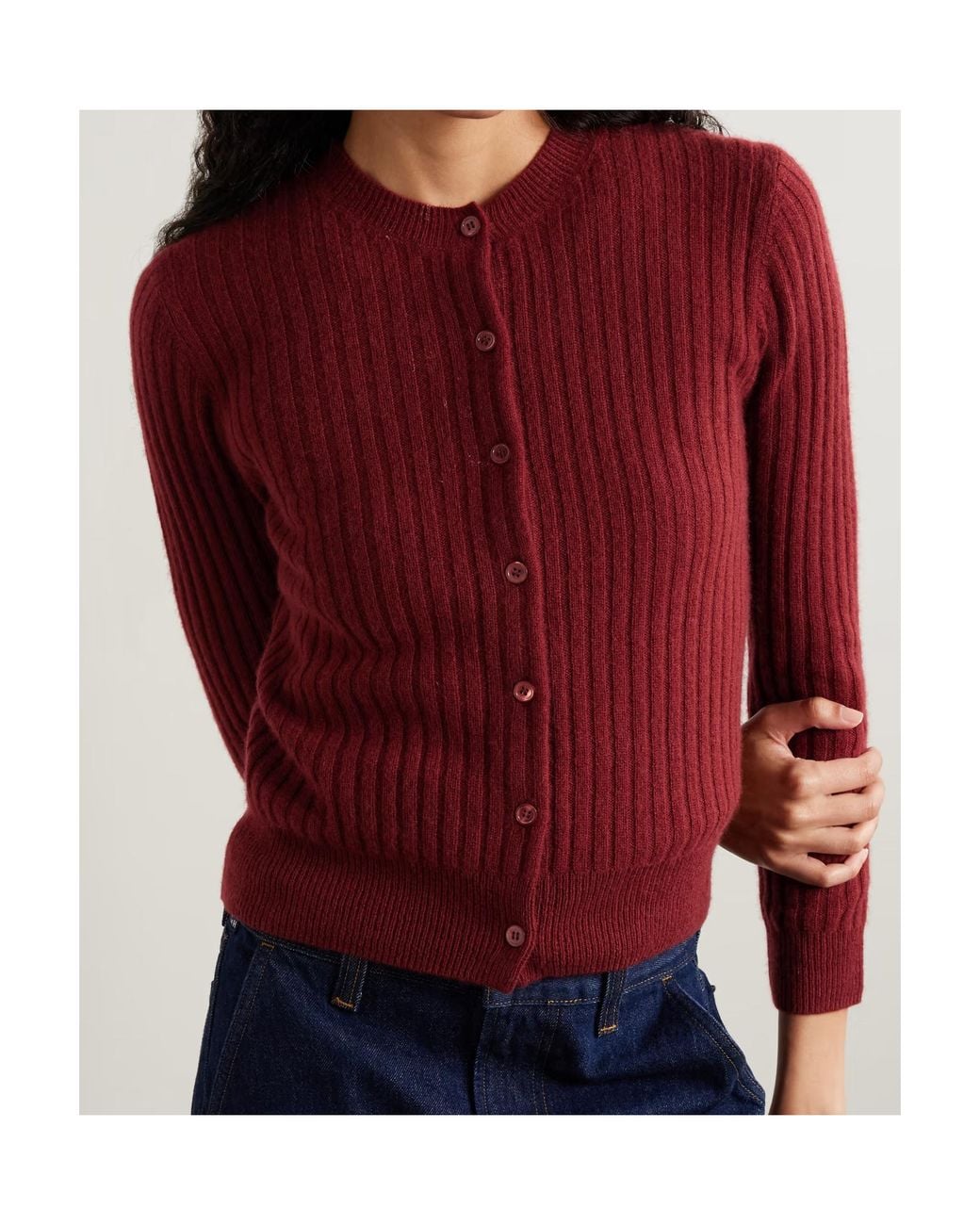 Doen Red Dana? Ribbed Cashmere Cardigan