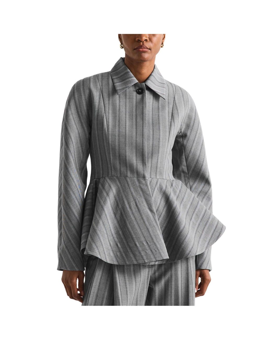 Stella McCartney Gray Cropped Shirt With Flared Hem