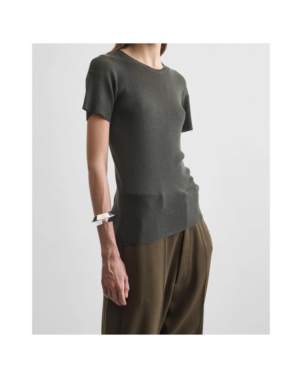 Phoebe Philo Green Crew Neck Ribbed T-Shirt