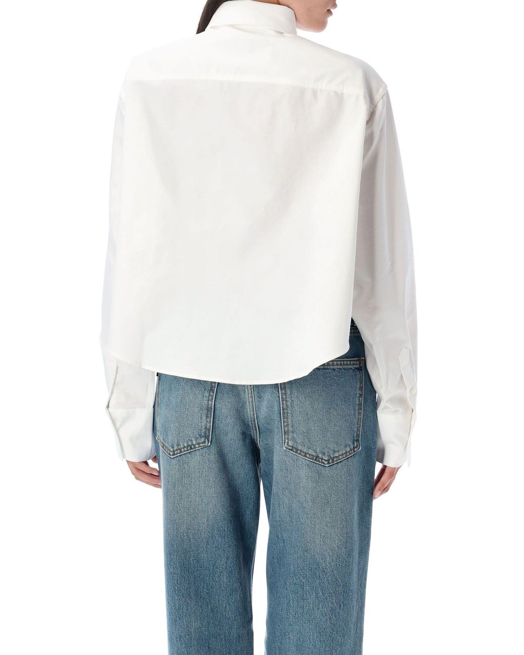 AMI White Heart-Embroidered Oxford Shirt