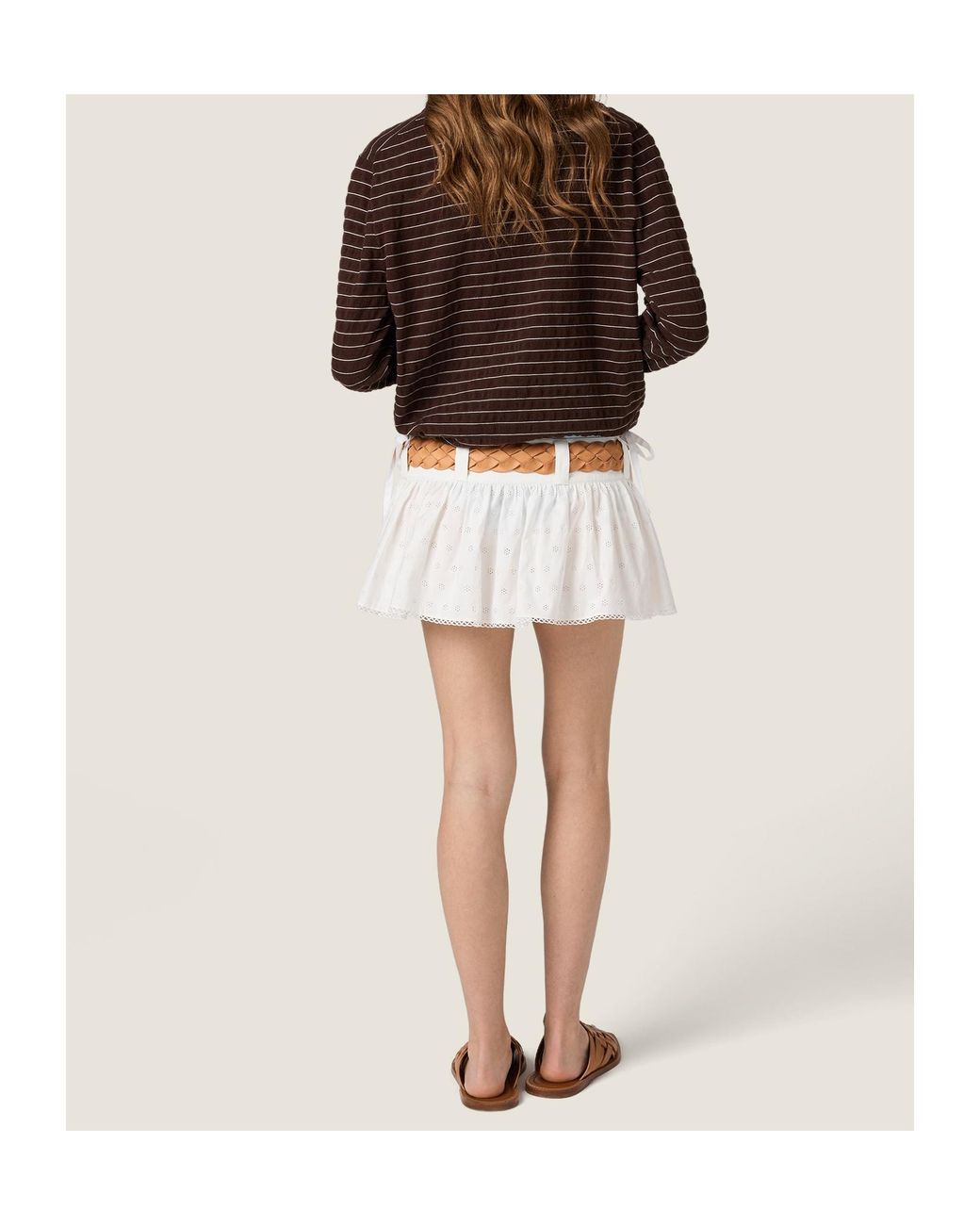 Miu Miu Brown Striped V-Neck Knitwear
