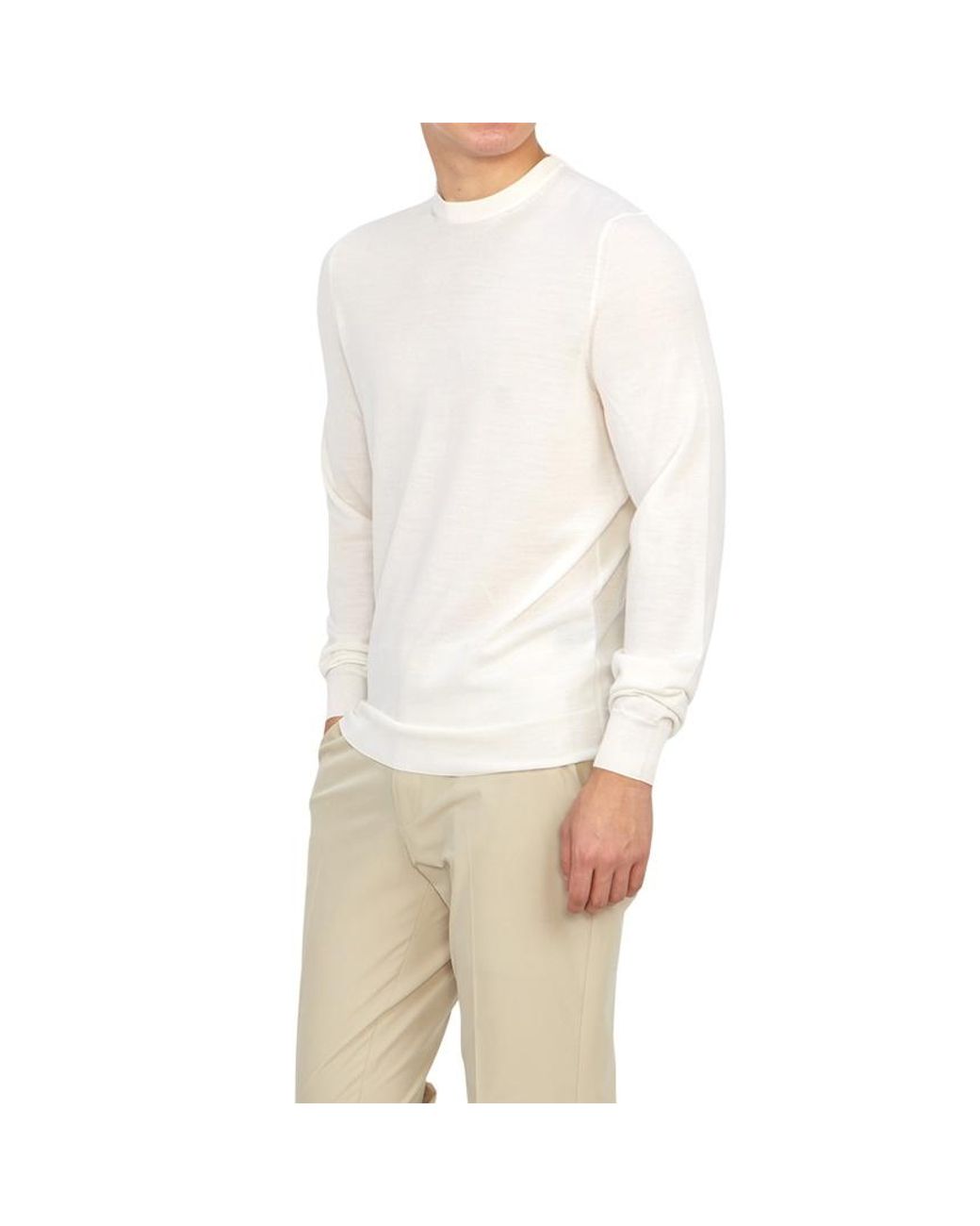 Drumohr White Round Neck Long-Sleeved Sweater for men