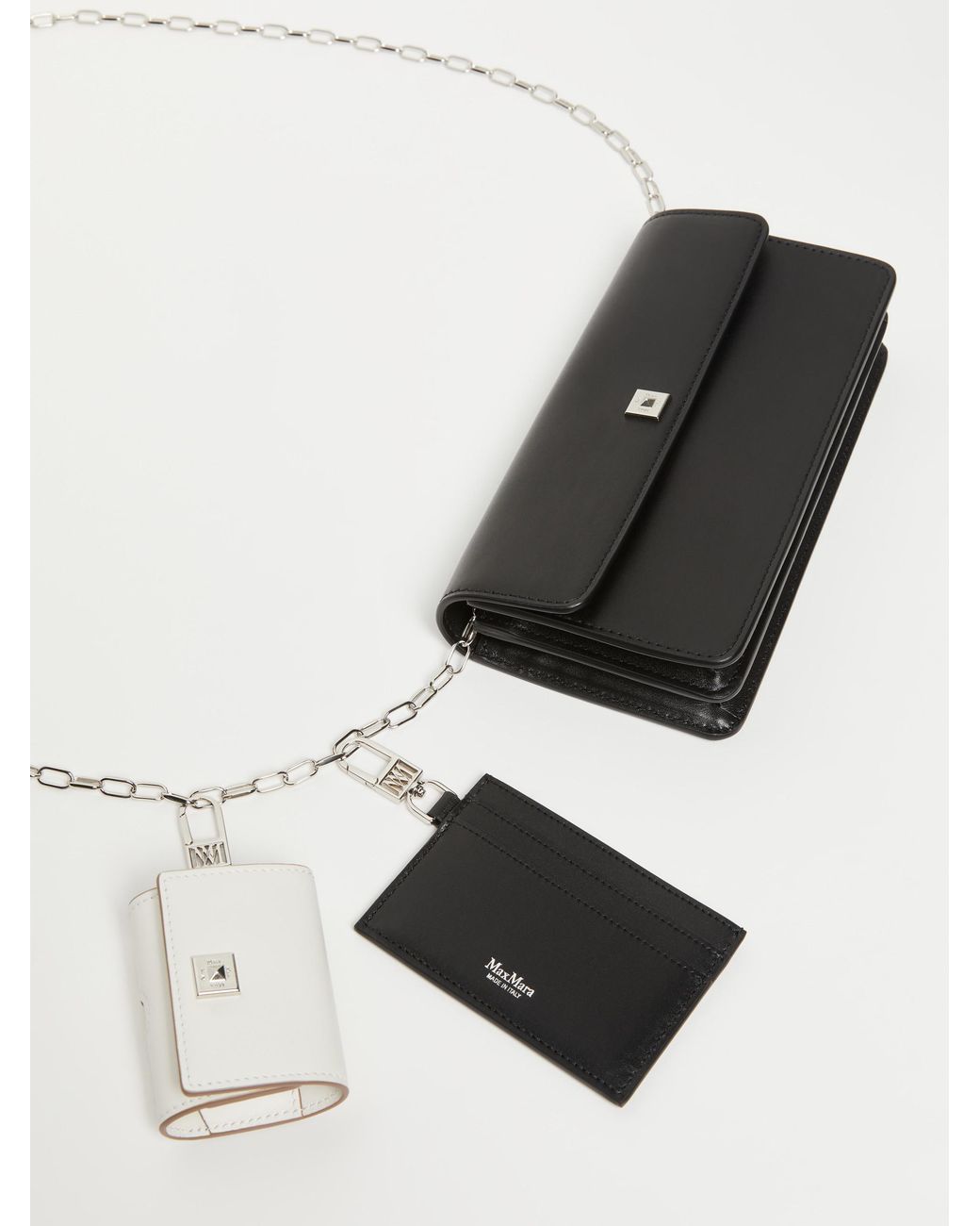 Max Mara Black Leather Phone Pouch