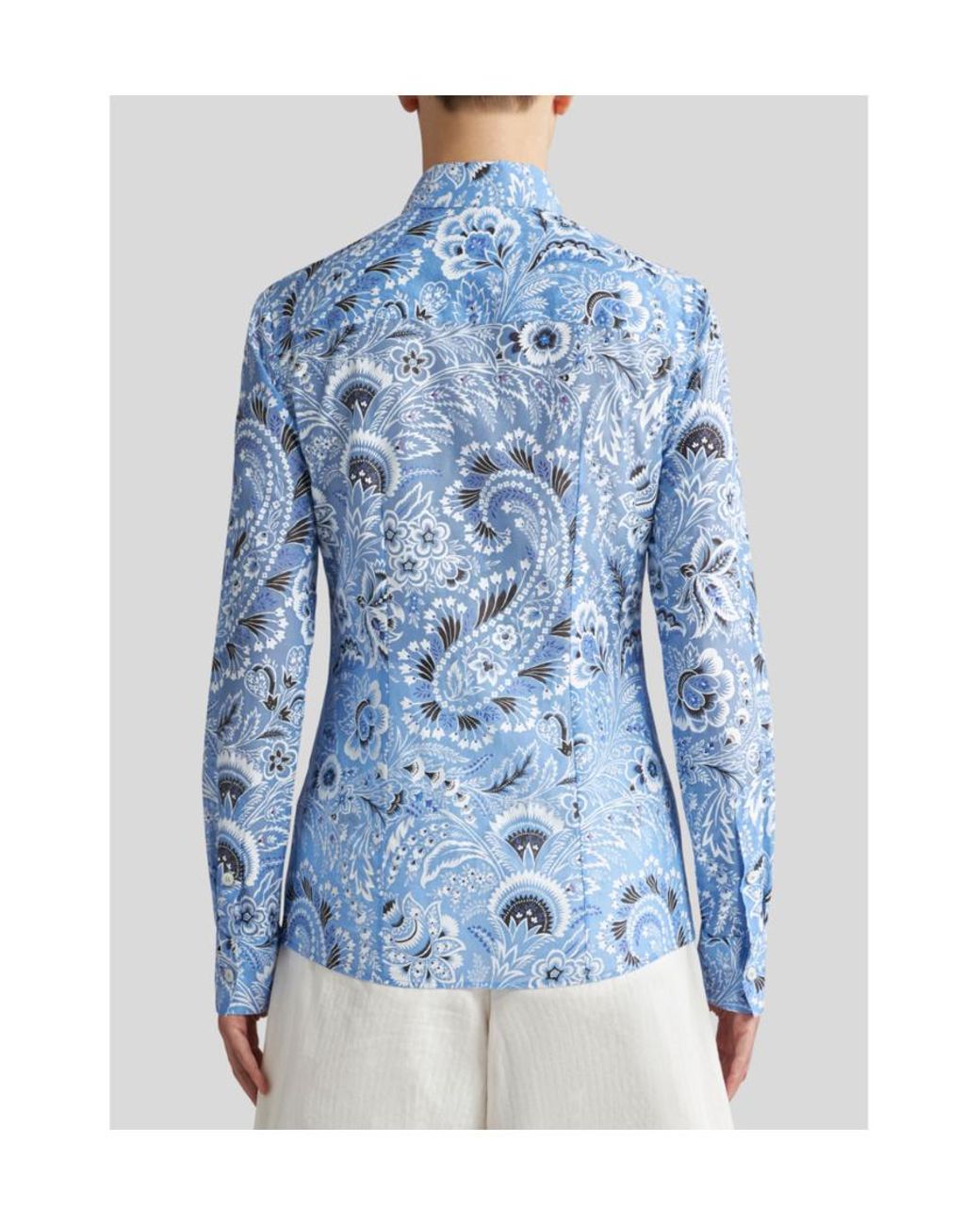 Etro Blue Paisley Printed Buttoned Shirt