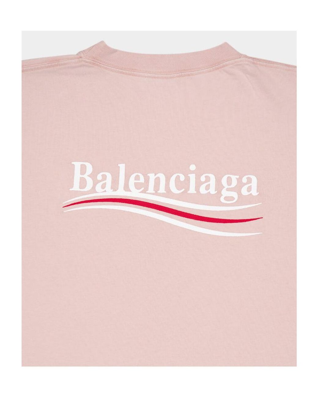 Balenciaga Pink Logo Embroidered Crewneck T-Shirt