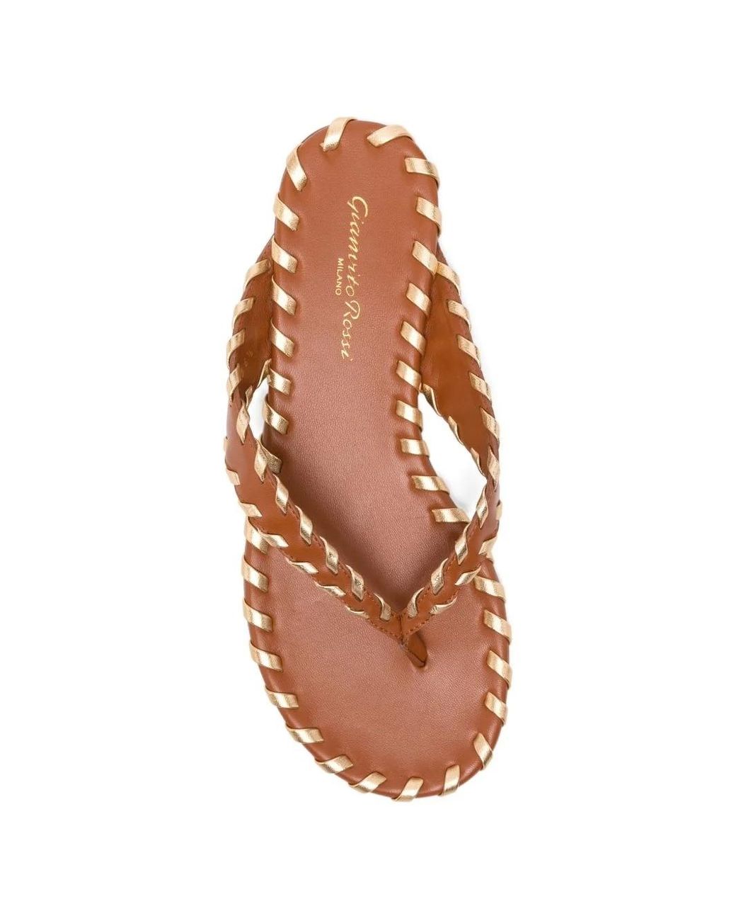 Gianvito Rossi Brown Woven Leather Sandals