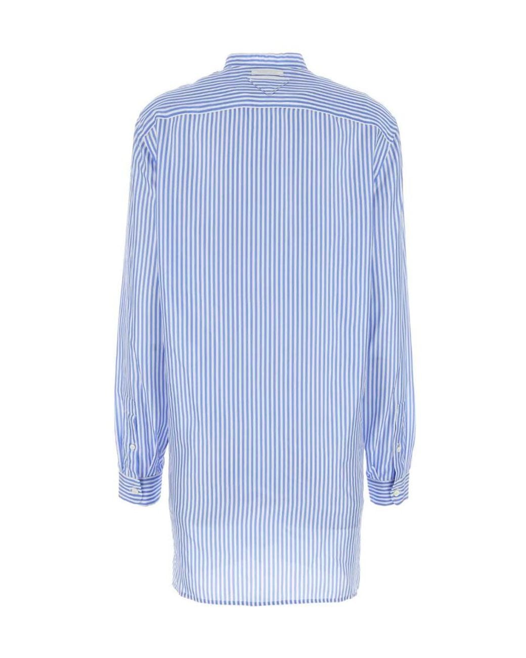Prada Blue Striped Silk Shirt