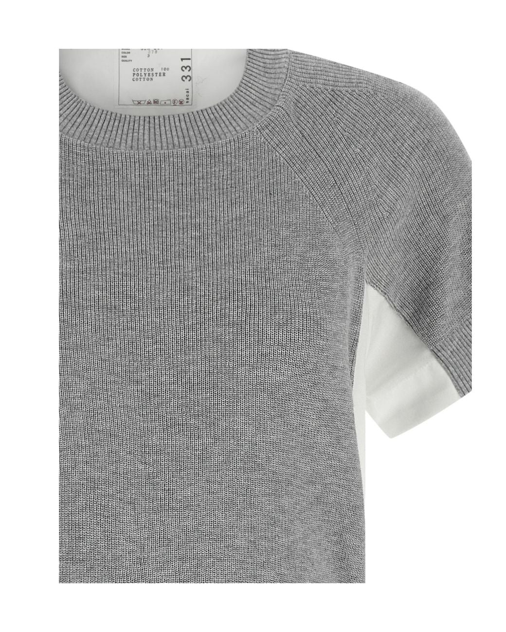 Sacai Gray Panelled Crewneck Dress