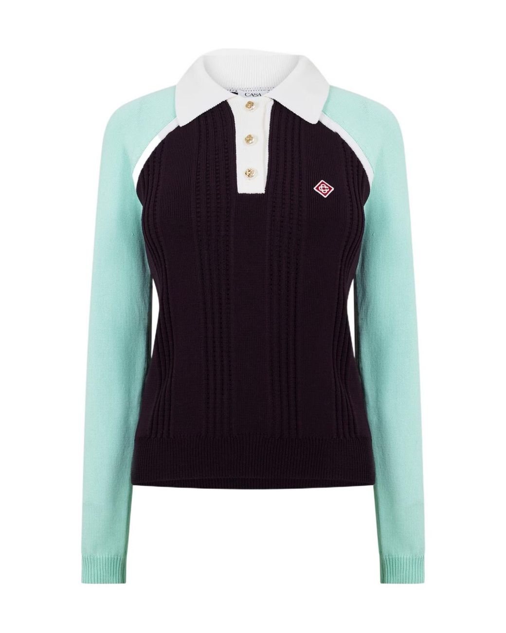 Casablanca Blue Logo Patch Polo Shirt