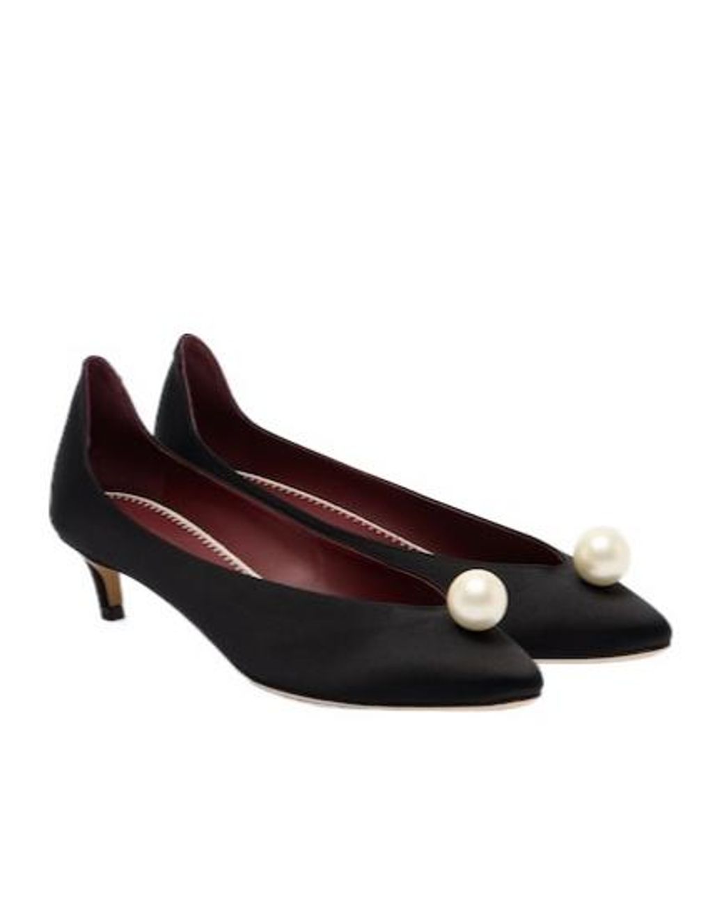 Magda Butrym Brown Pearl-Adorned Satin High Heels