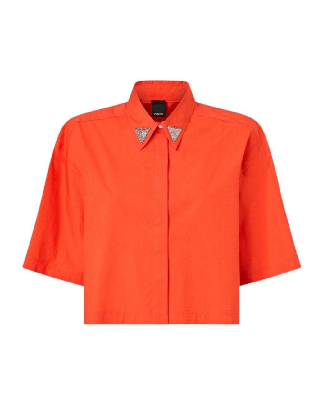 Pinko Orange Pescara Cropped Short-Sleeve Shirt