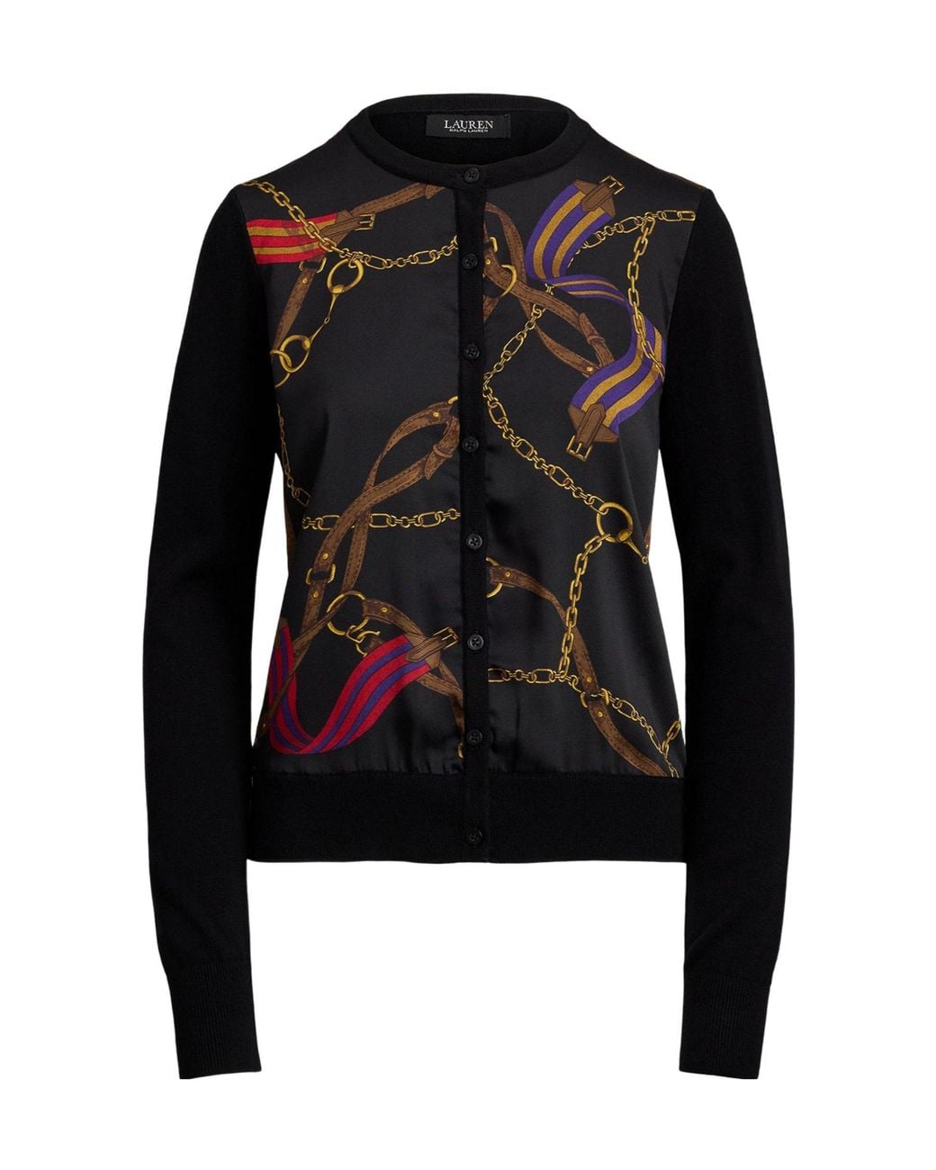 Ralph Lauren Black Ofryah Real Leather Crew Neck Jumper