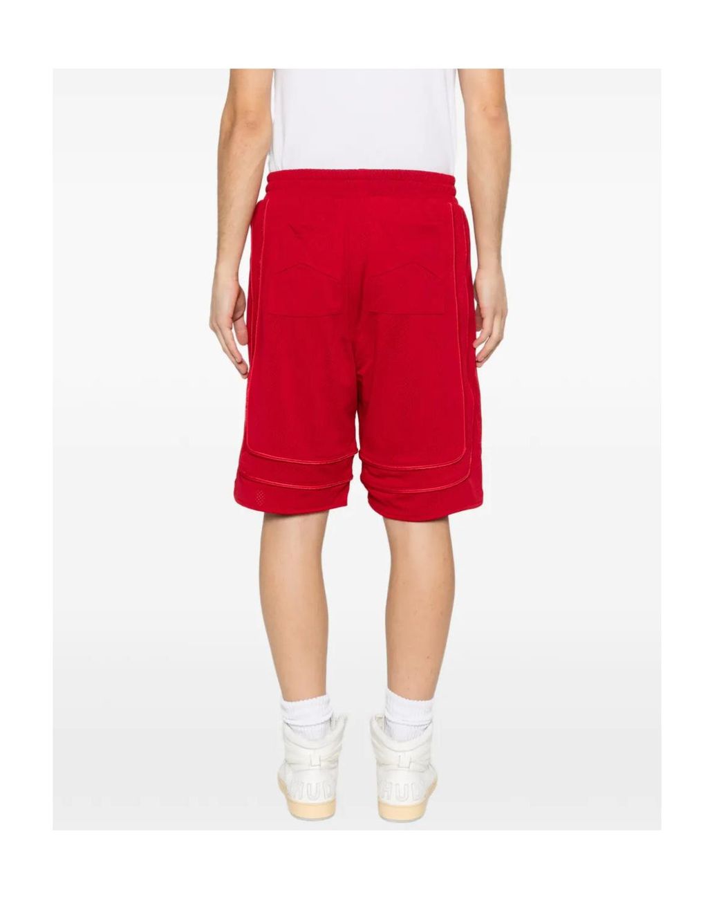 Rhude Red Logo Pattern Shorts for men