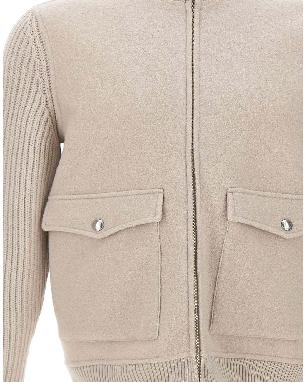 Eleventy White Cable-Knit Zip-Up Jacket for men